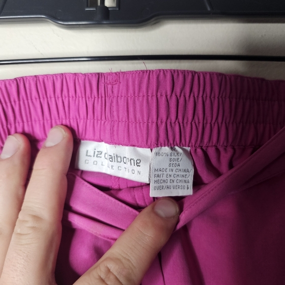 Liz Claiborne Collection Tropical Punch Pink High Waisted Silk Shorts Size 12 - Picture 5 of 6